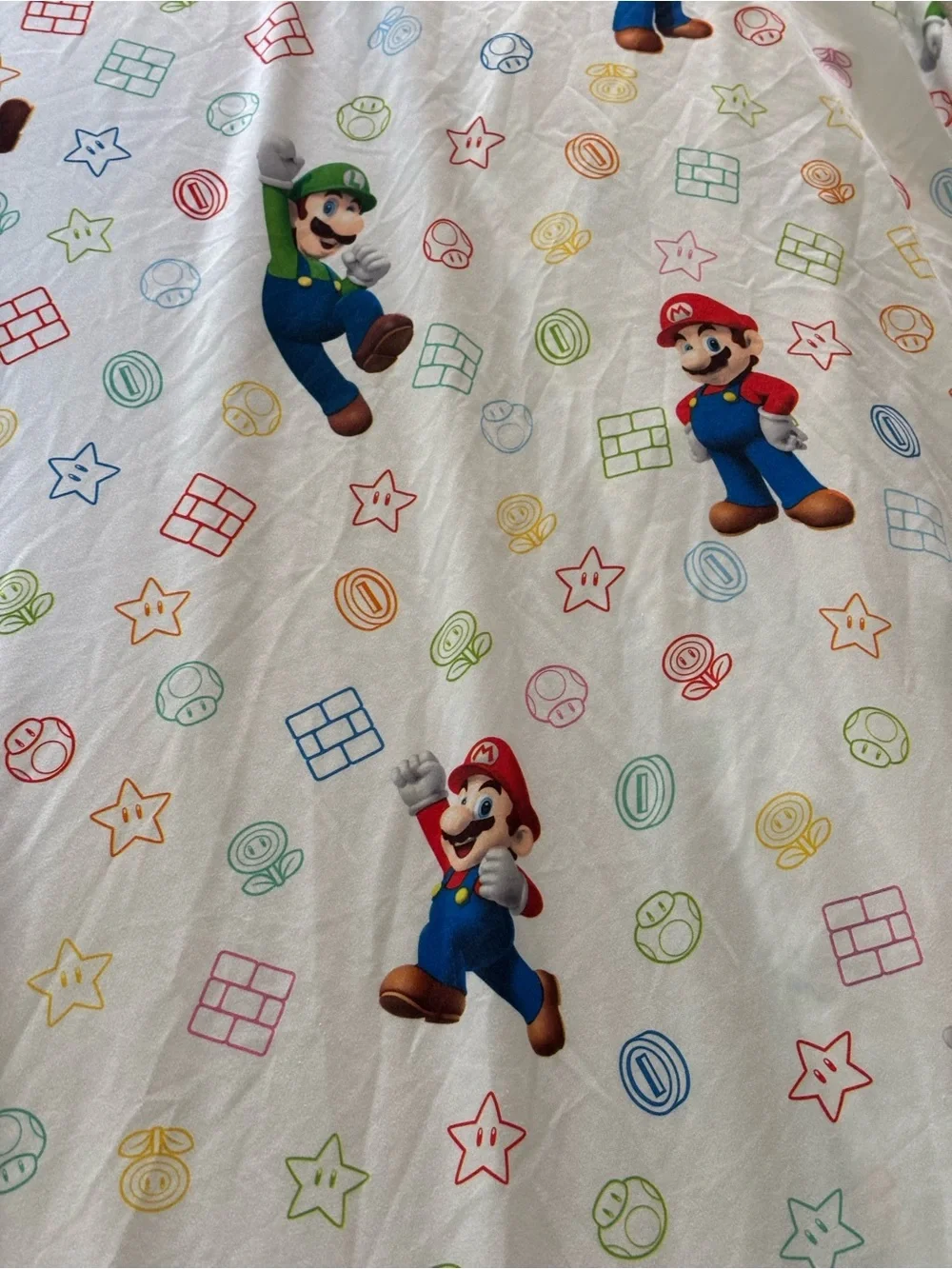 2 Piece Super Mario Bros Nintendo Twin Sheet Set 1 Fitted & 1 Flat Sheet Cartoon